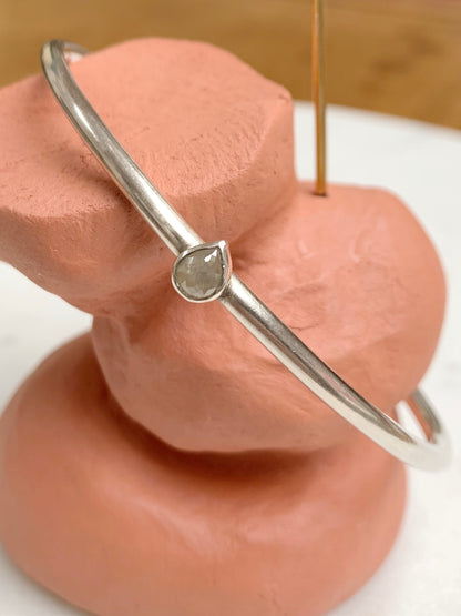 Silver Bangle with Diamond