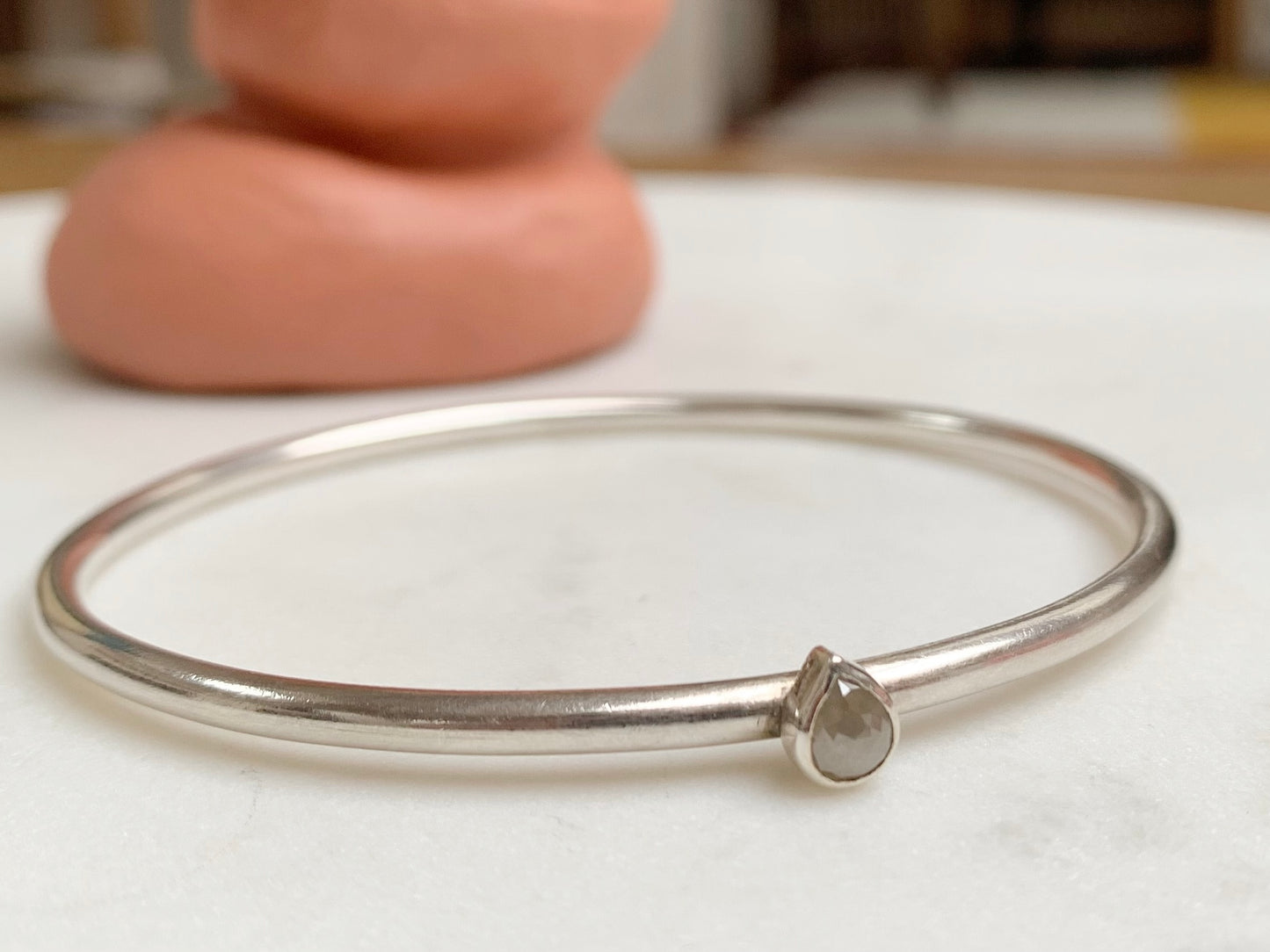 Silver Bangle with Diamond
