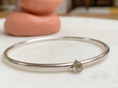 Silver Bangle with Diamond