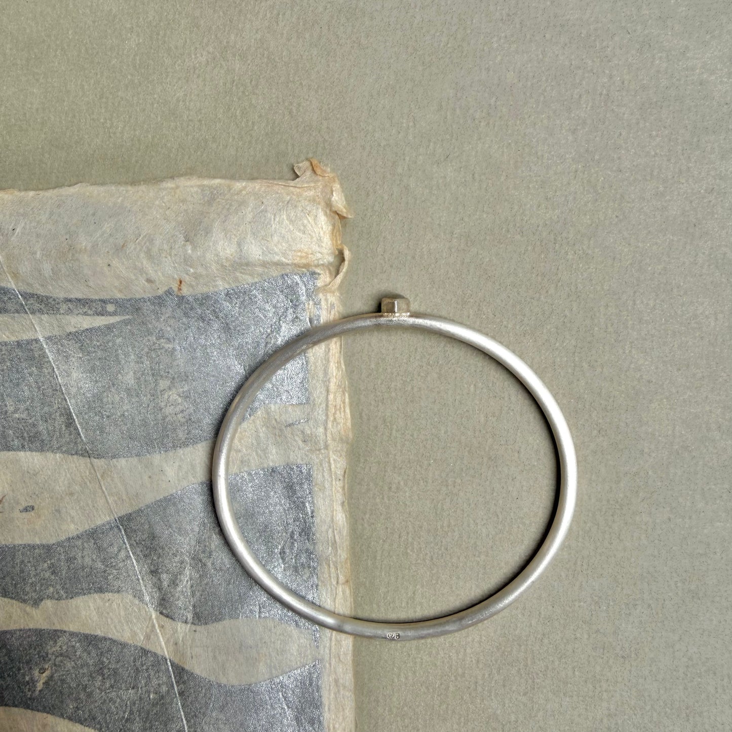 Silver Bangle with Diamond
